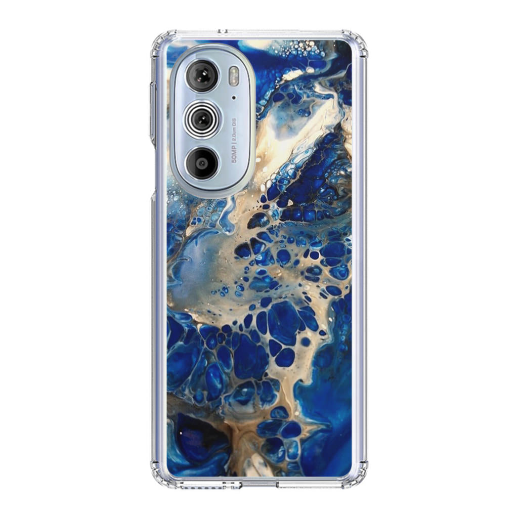 Abstract Golden Blue Paint Art Motorola Edge Plus 2022 Case