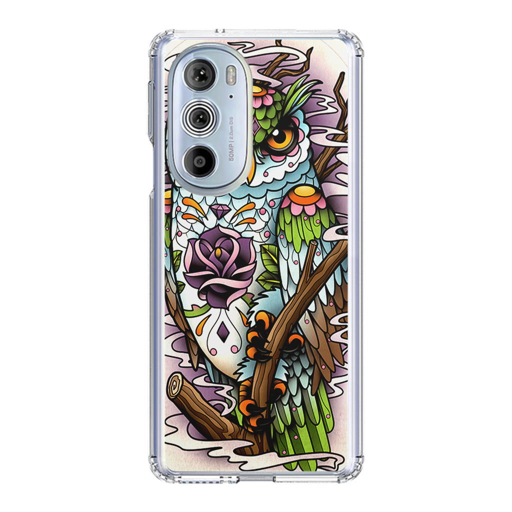 Sugar Skull Owl Tattoo Motorola Edge Plus 2022 Case