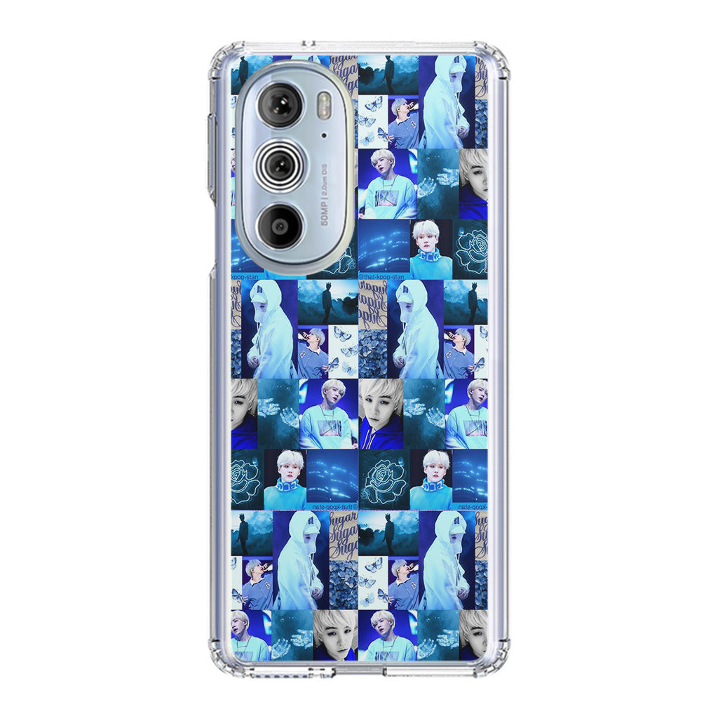 BTS Suga Blue Aesthetic Collage Motorola Edge Plus 2022 Case