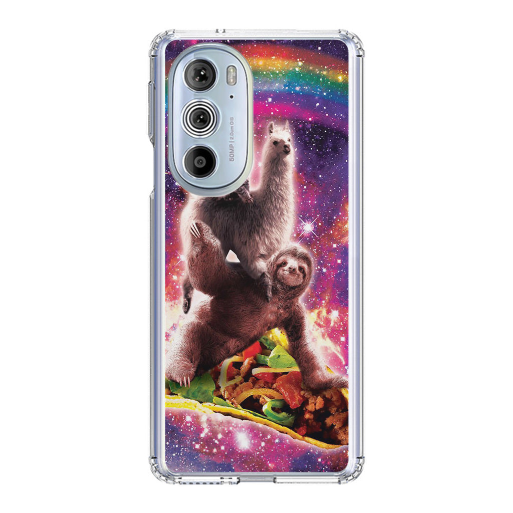 LLama Sloth And Cat Playing Together Motorola Edge Plus 2022 Case