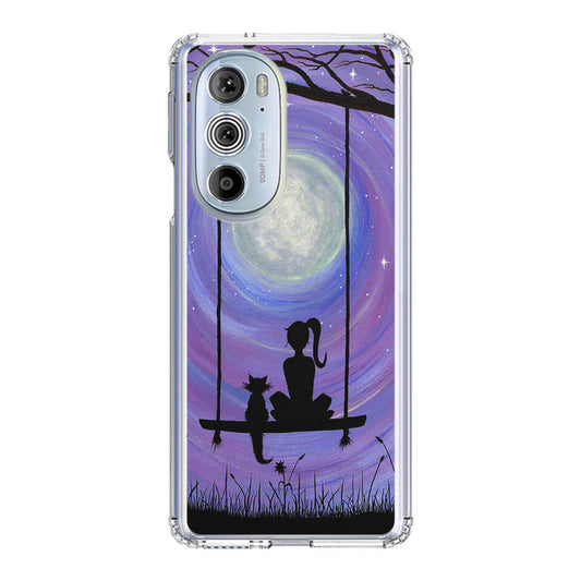 Girl Cat and Moon Motorola Edge Plus 2022 Case