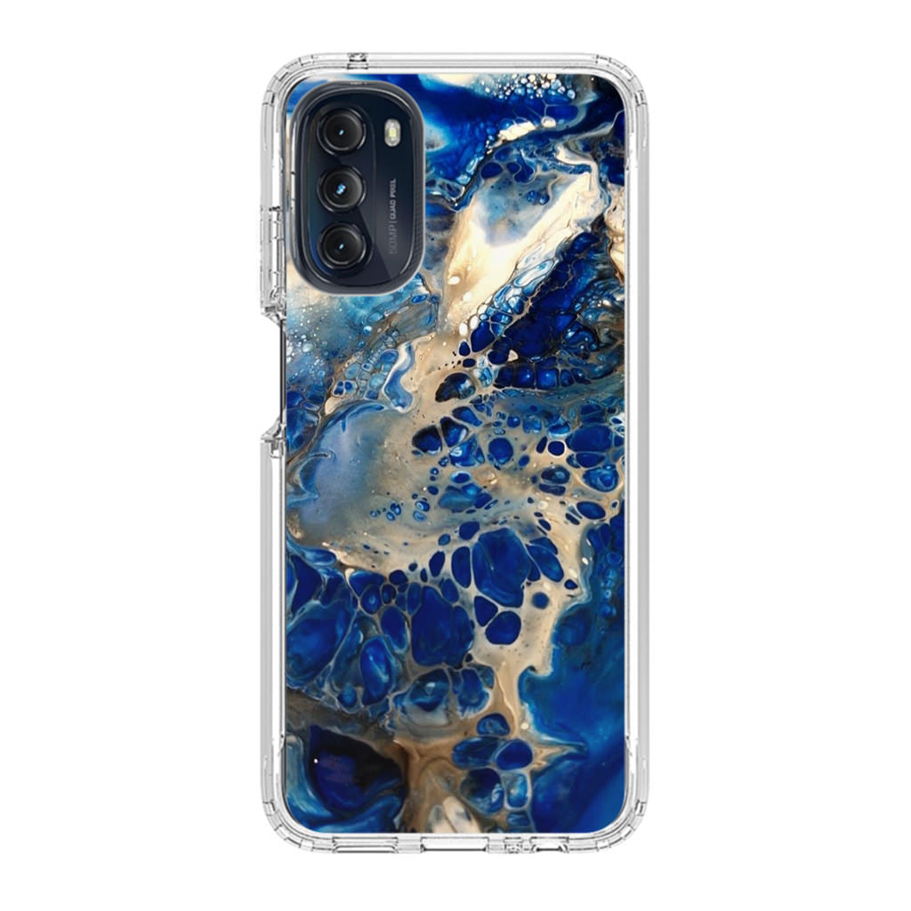 Abstract Golden Blue Paint Art Motorola Moto G 5G 2022 Case