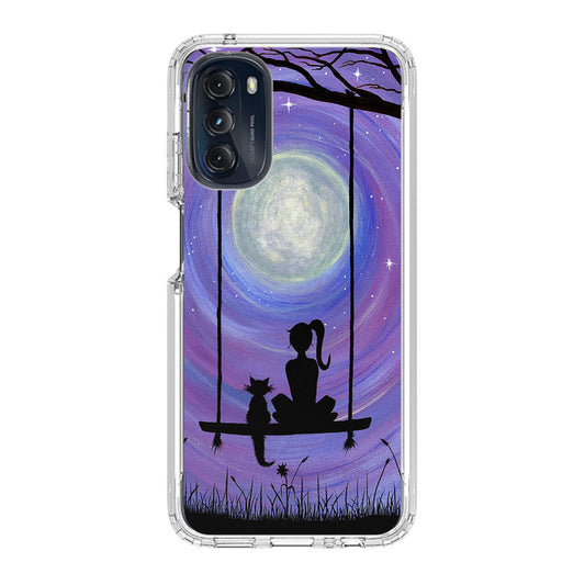 Girl Cat and Moon Motorola Moto G 5G 2022 Case