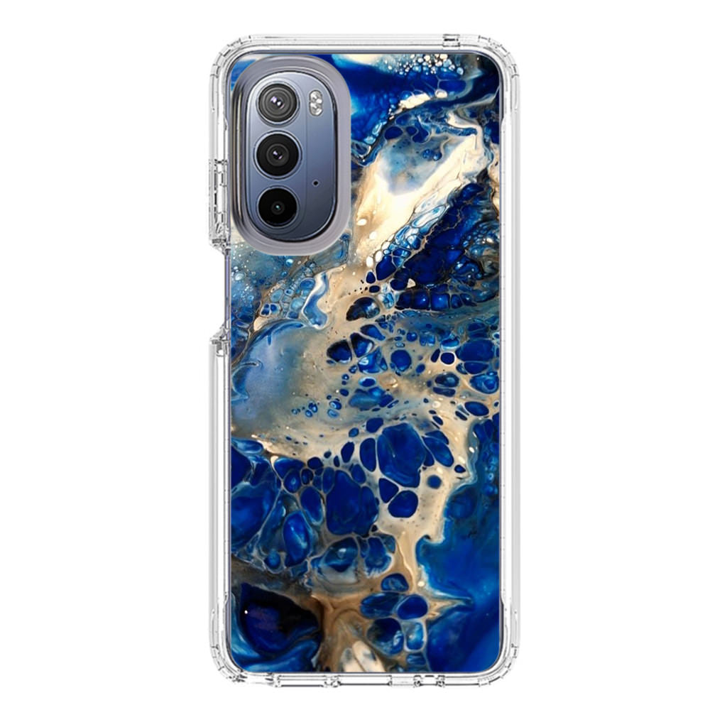 Abstract Golden Blue Paint Art Motorola Moto G Stylus 5G 2022 Case