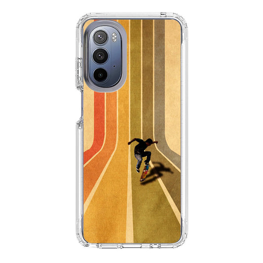 Vintage Skateboard On Colorful Stipe Runway Motorola Moto G Stylus 5G 2022 Case