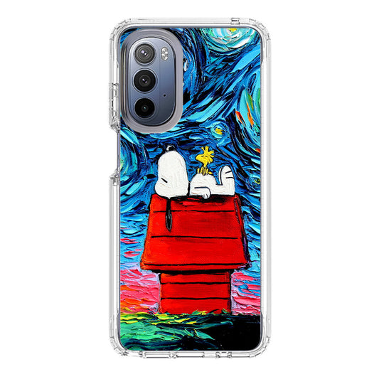 Dog Lying Under Starry Night Van Gogh Motorola Moto G Stylus 5G 2022 Case