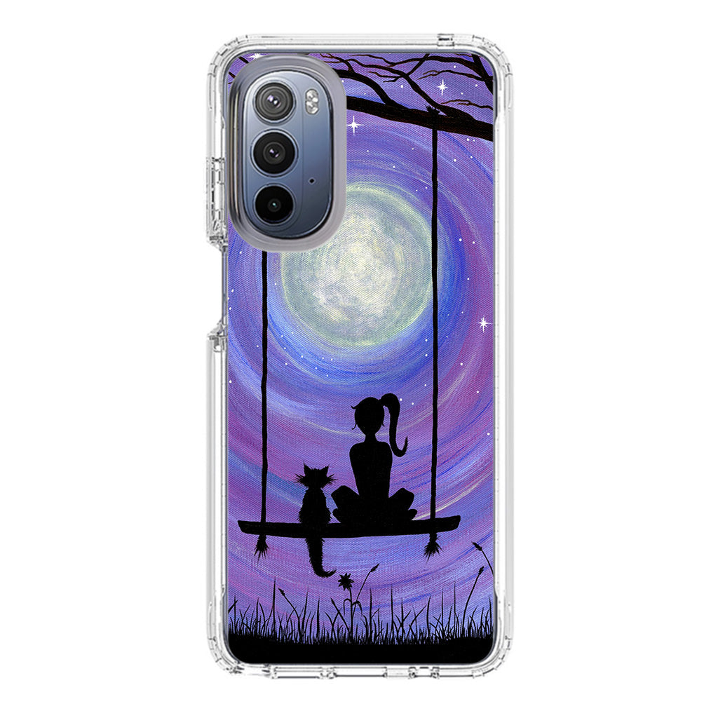 Girl Cat and Moon Motorola Moto G Stylus 5G 2022 Case